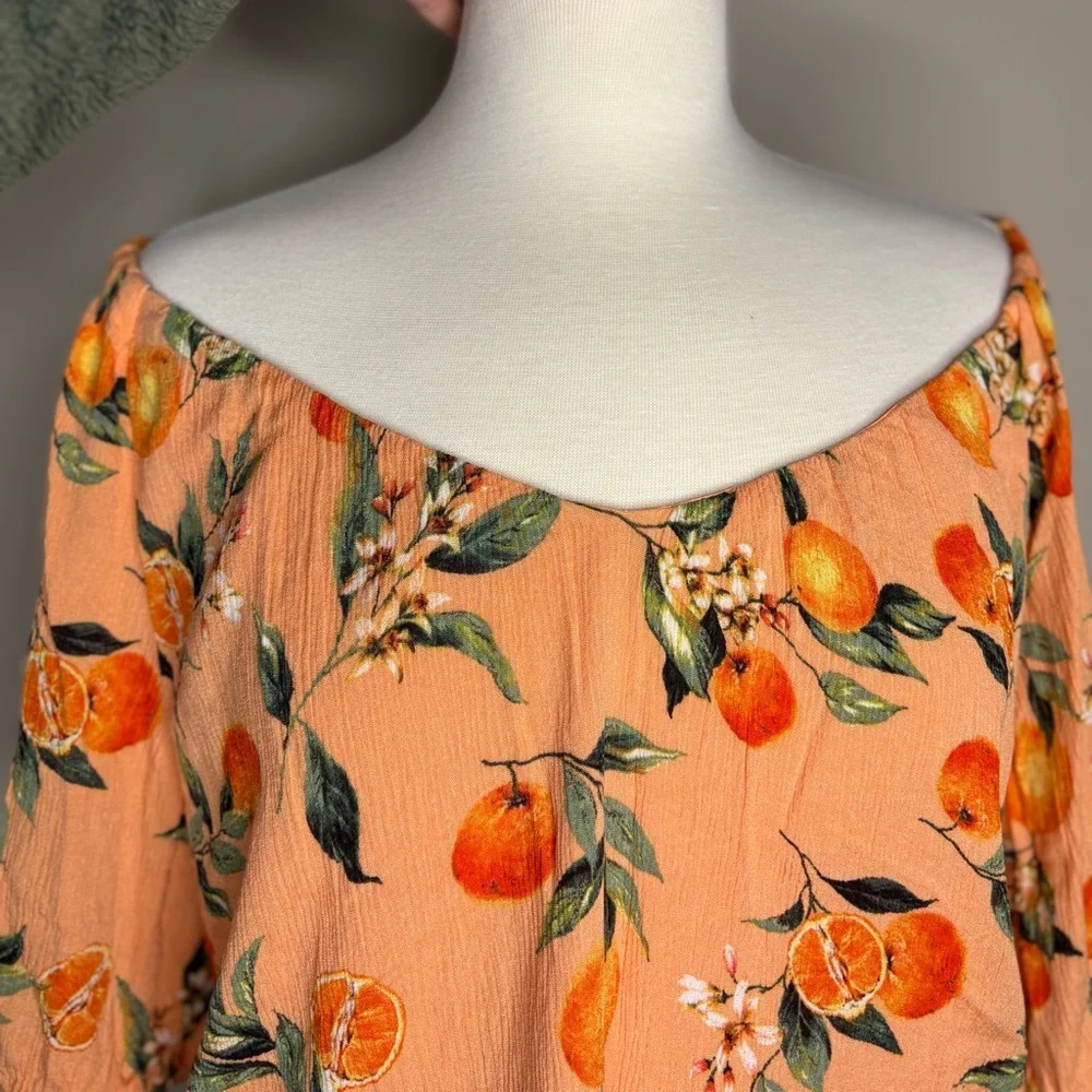 LOFT Peach Floral Off-Shoulder Blouse - Picture 6 of 9